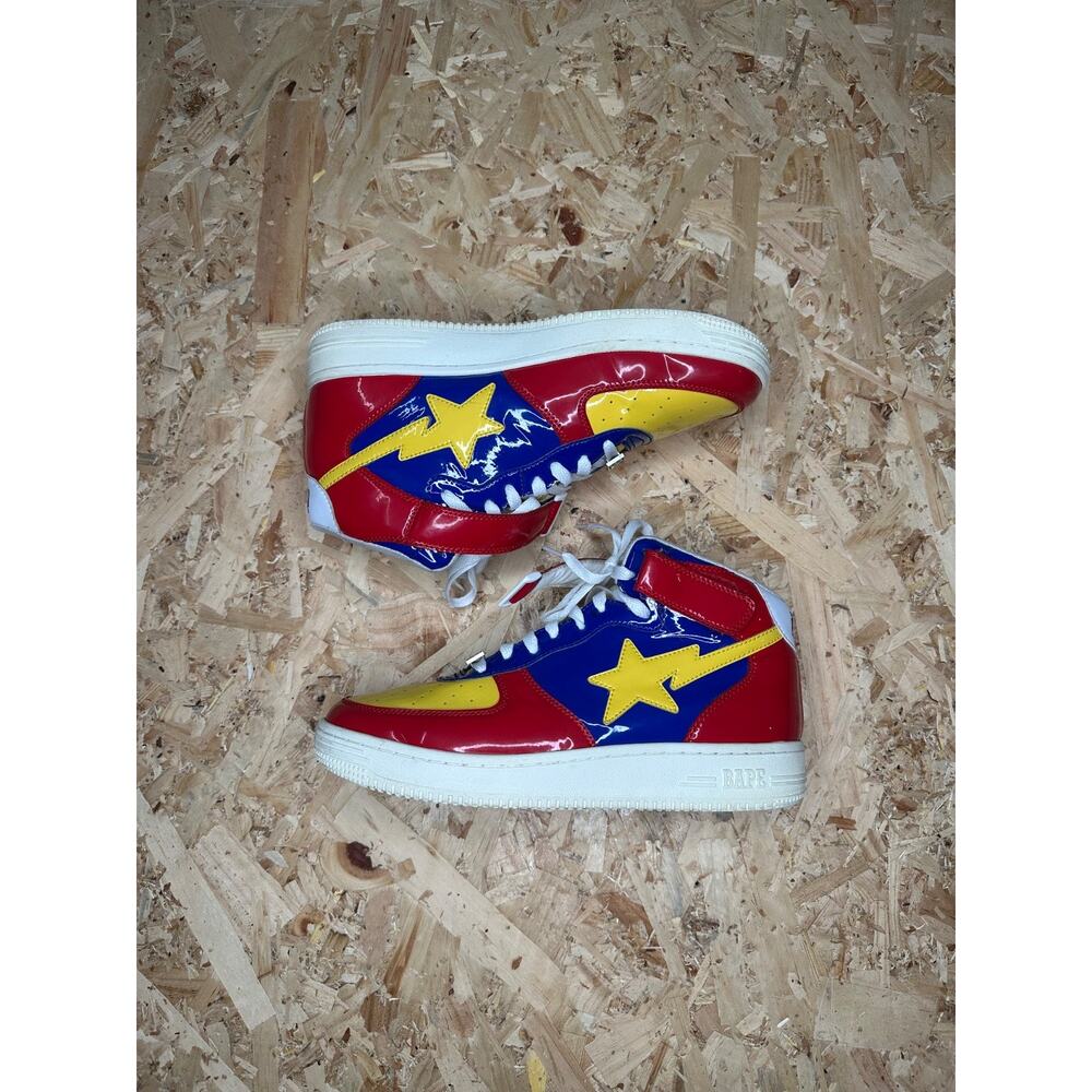 A Bathing Ape Bapesta Mid Red Multi Blue Sz US 10